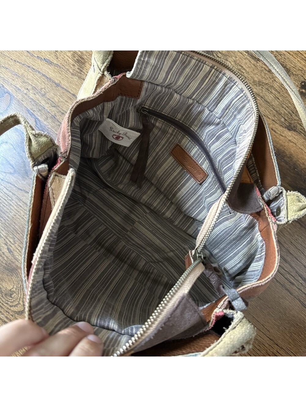 Lucky Brand Y2K Suede Leather Patchwork Hobo Bag Multicolor Boho Purse Rare - Picture 9 of 14